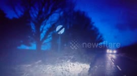 Storm tree on road crash avoided