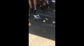 Disgusting teenagers pollute playground with bin metres away