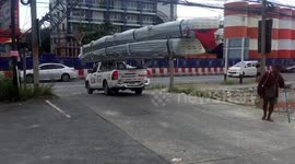 Heavily overloaded pick-up truck