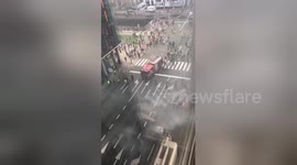 Protestors burn police cars amid anti-tax demonstration in central Brussels
