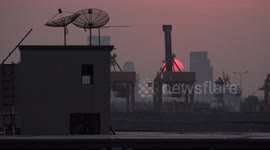 Sunset over Bangkok city.