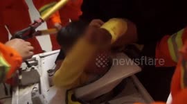 Firefighters rescue boy trapped in washing machine