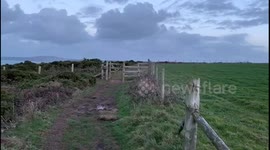 Huge cliff fall and landslide in Cornwall after storm Diana hits