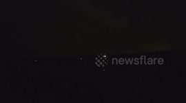 Lightning panoramic show at desert