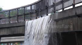 Burst pipe causes serious flooding and disruption in North West London. Fire Brigade respond.