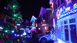 Residents in a Leeds suburb officially turn on their streets Christmas Lights