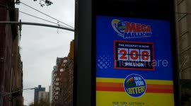 MEGA MILLIONS New York Lottery displayed on Link NYC 208 millions December 1st 2018