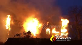 New Rochelle,NY: Historic Mansion Destroyed By Flames Lighting Up Night Sky