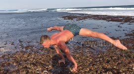 The Art of Acrobatics. The training on the seabed