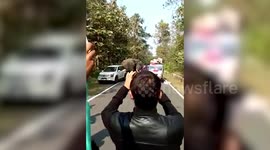 Wild tusker destroys the luggage of passengers while raiding the van for food in Uttarakhand, India