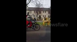 Santa rides into this Scottish town on a motorbike