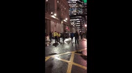 Flag waving Taxi Driver at Bank Junction