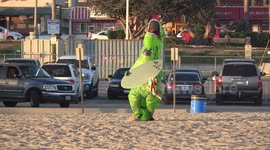 Dinosaur on a surfboard