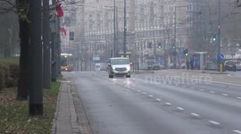 Polish police car responding to a call