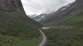 Drone footage flying in a valley 4K