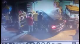 Shopkeeper makes miracle escape as car smashes into shop in busy Delhi market