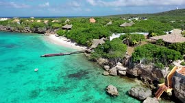Drone footage of Playa Kalki on the Island of Curacao