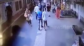Two brave cops save women from slipping under moving train in Mumbai