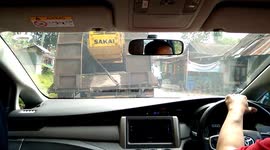 Trucks carrying excavators cause queues on the road