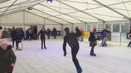 Ice skating by the sea in Aberystwyth