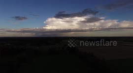 Distant Thunderstorm in Southland viewed from Drone over rural Invercargill, NZ