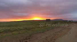 Drone camera captures stunning sunrise over Magilligan Point in County Londonderry