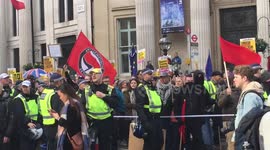 London police escort anti-fascists protesting against Brexit rally