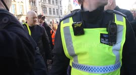 Tommy Robinson arrives at Brexit Betrayal march