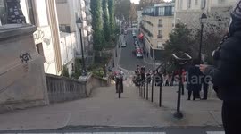 Bikes on stairs, Paris