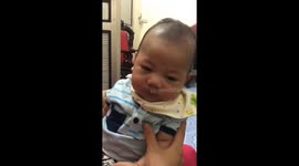 Baby can't help falling asleep