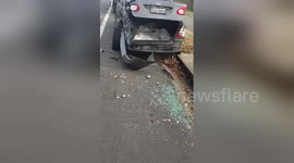 Man gives hilarious commentary on damaged cars caused by alleged drunk driver