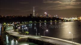 Full Moon Setting Behind Auckland City Time-Lapse