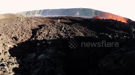 In front of the volcano