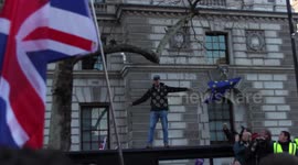 Protester at 'Brexit betrayal' march fails to set alight flame-retardant EU flag