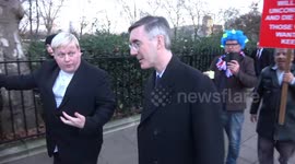 Jacob Rees-Mogg mobbed by anti-Brexit protesters outside Parliament