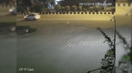 Horrific footage shows man out on morning walk mowed down by a speeding car