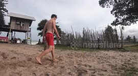 Fail backflip slack line attempt