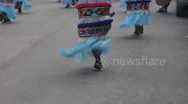 Close up to Dancing shows for Virgin of Guadalupe Dance