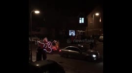 Santa visits Cardiff followed by police
