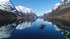 Kayaking in Norway in spring, Kjøsnesfjorden