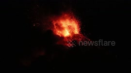 Fifth eruption in the year of Volcán de Fuego located in Escuintla, Guatemala.