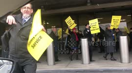 United Airlines flight attendants protest worldwide against staff and service cuts