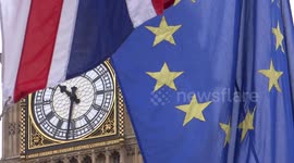 EU and UK flags on Big Ben background
