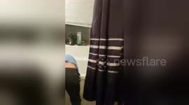 Newsflare Edit - Son's reaction is priceless when dad scares him from behind