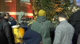 Celebrate a Life carol service visitors enjoy Christmas tree at the Royal Marsden Hospital in Chelsea
