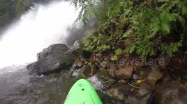 Whitewater Kayaker plunges over 70ft waterfall