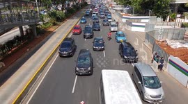 Slow Moving Traffic From Overpass View