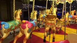 A glimpse of the Natural History Museum Ice Rink from the Golden Carousel