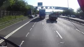 Truck driver has a near miss with a car