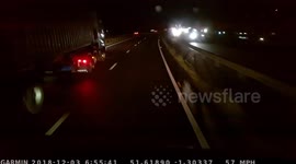 Impatient driver brake checks truck driver